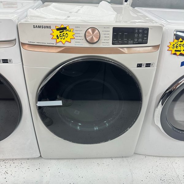 SAMSUNG 7.5 cu. ft. Smart Electric Dryer with Steam Sanitize+ and Sensor Dry in Ivory