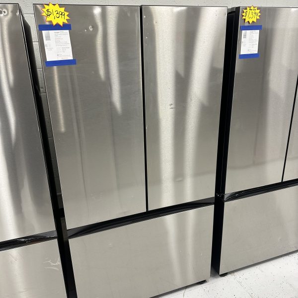 Samsung Bespoke 30 cu. ft. 3-Door French Door Smart Refrigerator with Beverage Center in Stainless Steel, Standard Depth
